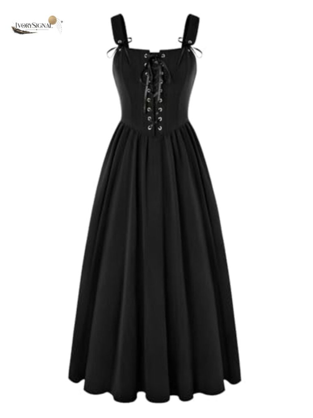 Renaissance Lace Up Sleeveless Long Dress Cottagecore Medieval